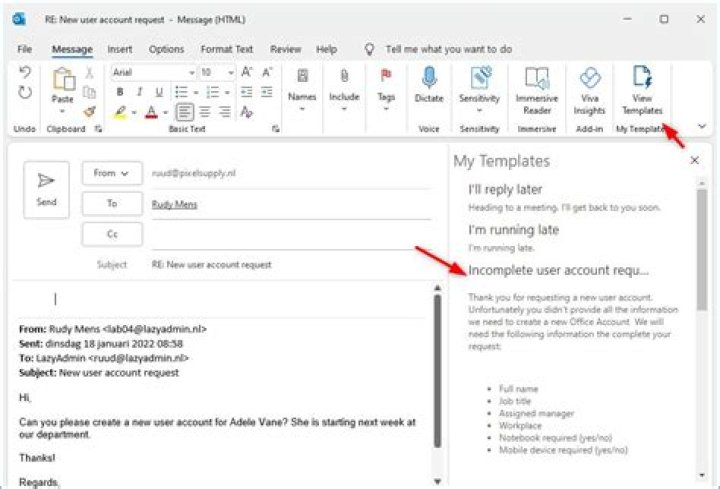 How do I find my Outlook templates?