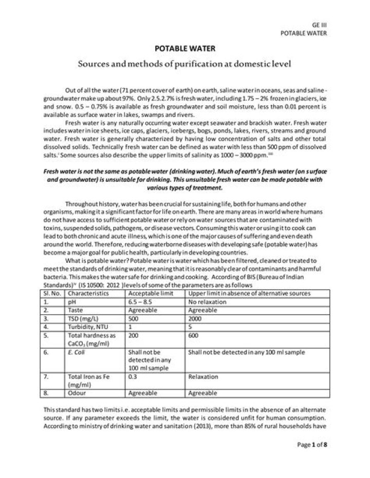 Is private well water an acceptable source of potable water?