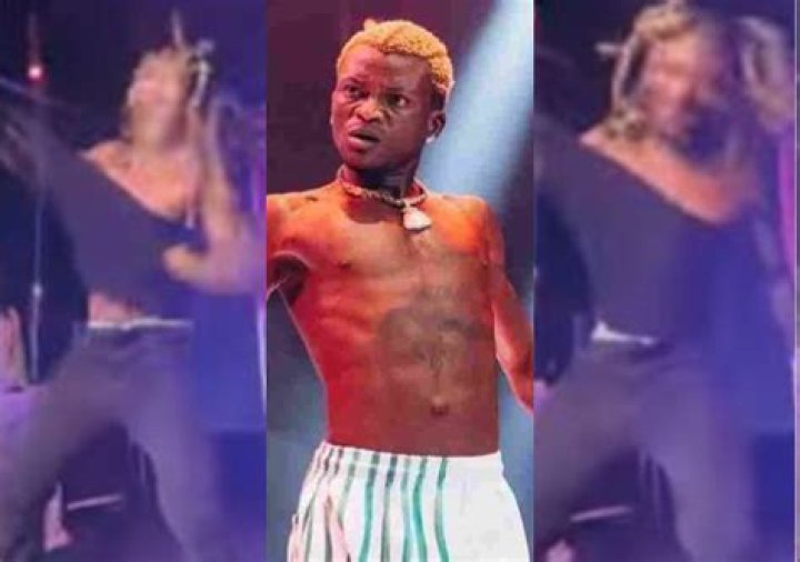
“No Turn Yourself To Portable” –Reactions As Asake As He Tears His Singlet During Performance 