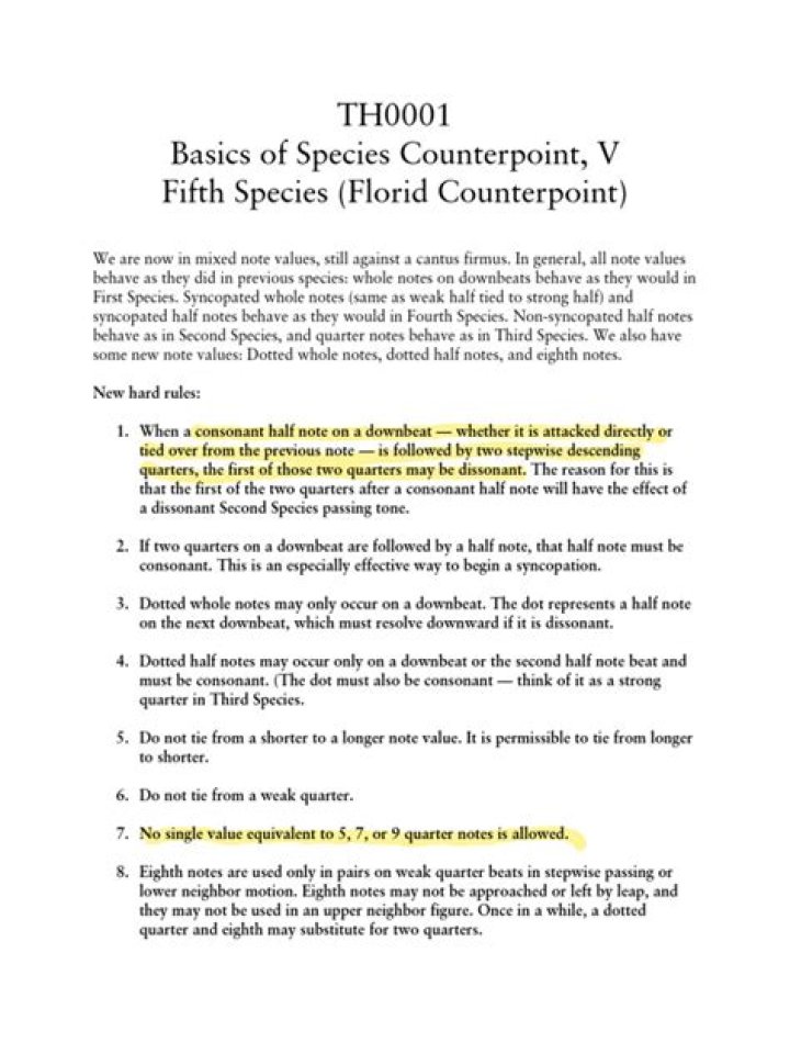 What is fifth species counterpoint?