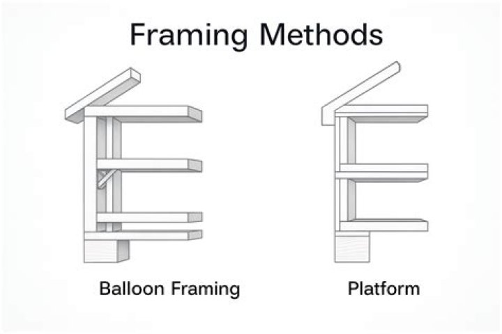 What is the main difference between balloon and platform framing?