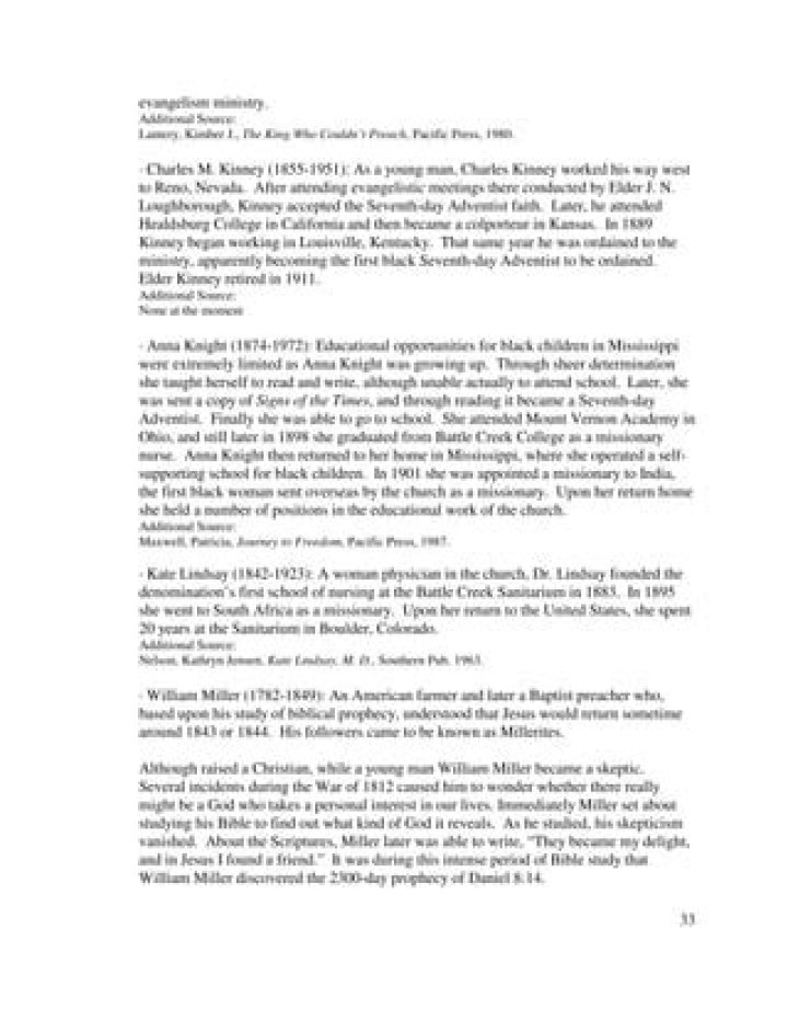 Who was the first black Seventh-day Adventist?